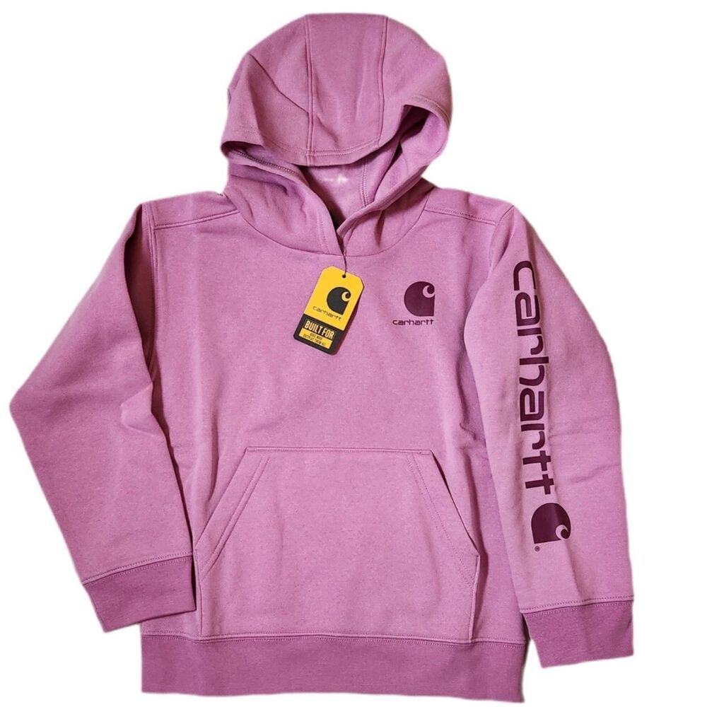 Carhartt Girls Hoodie Pink Logo Sweatshirt Size 6X